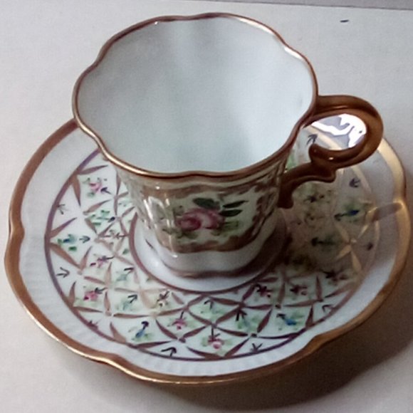 Limoges Peint Main Hand Painted Cup and Saucer - Picture 7 of 10